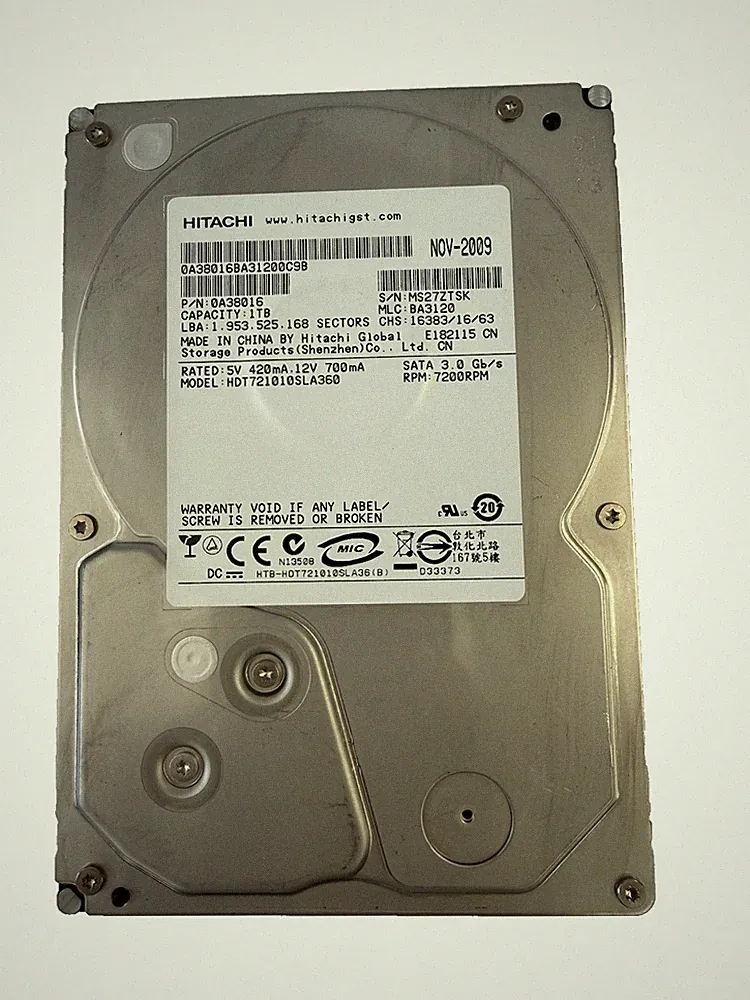 Hitachi 1 TB HDD 7200 RPM Internal Hard Drive Model HDT721010SLA360 P/N 0A38016