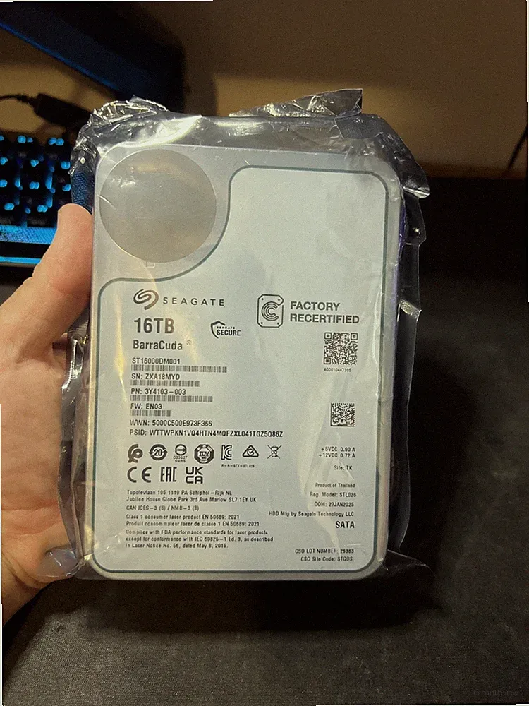Seagate Barracuda Hard Drive ST16000DM001 16TB 7200 RPM Factory Recertified