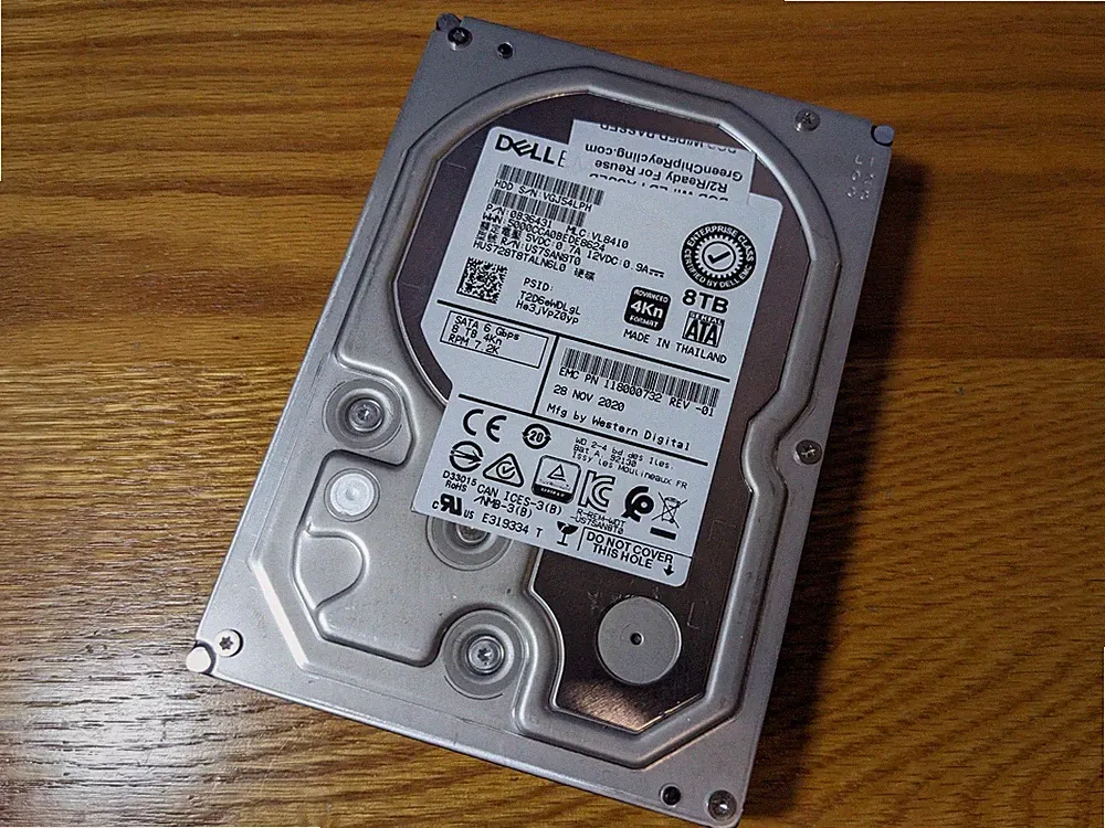 WD 8TB DC HC320 7.2K SATA 3.5" Hard Drive HDD Dell HUS728T8TALN6L0 - 100% Health