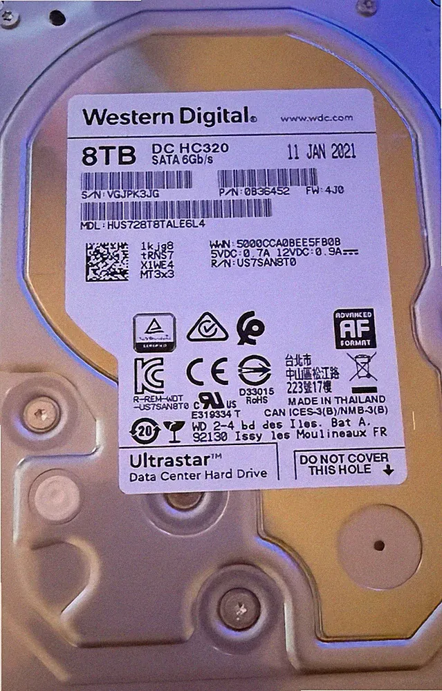 Western Digital Ultrastar DC HC320 8TB 3.5" SATA 6Gb/s HDD HUS728T8TALE6L4 New