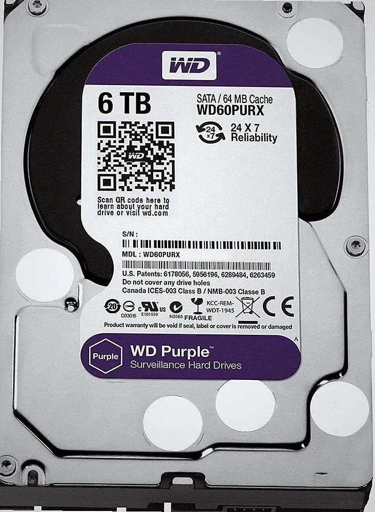 Western Digital WD60PURX 6TB Hard Drive SATA6 Gb/s 64MB Cache 3.5 Inch(M.Ref)